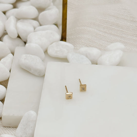 Pave Square Stud Earring