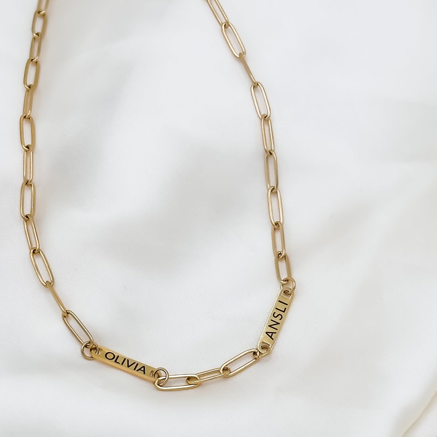 Custom Engraved Bar Paperclip Necklace