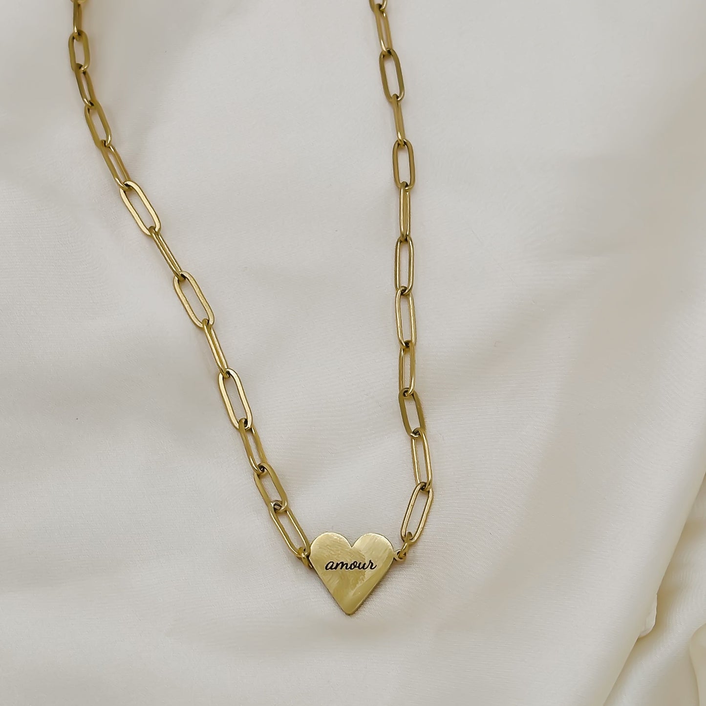 Custom Engraved Heart Paperclip Necklace