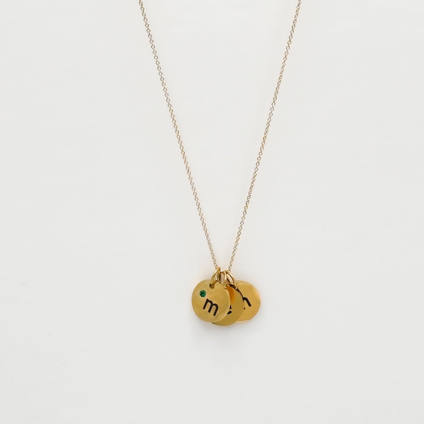 Custom Engraved Birthstone Disc Necklace