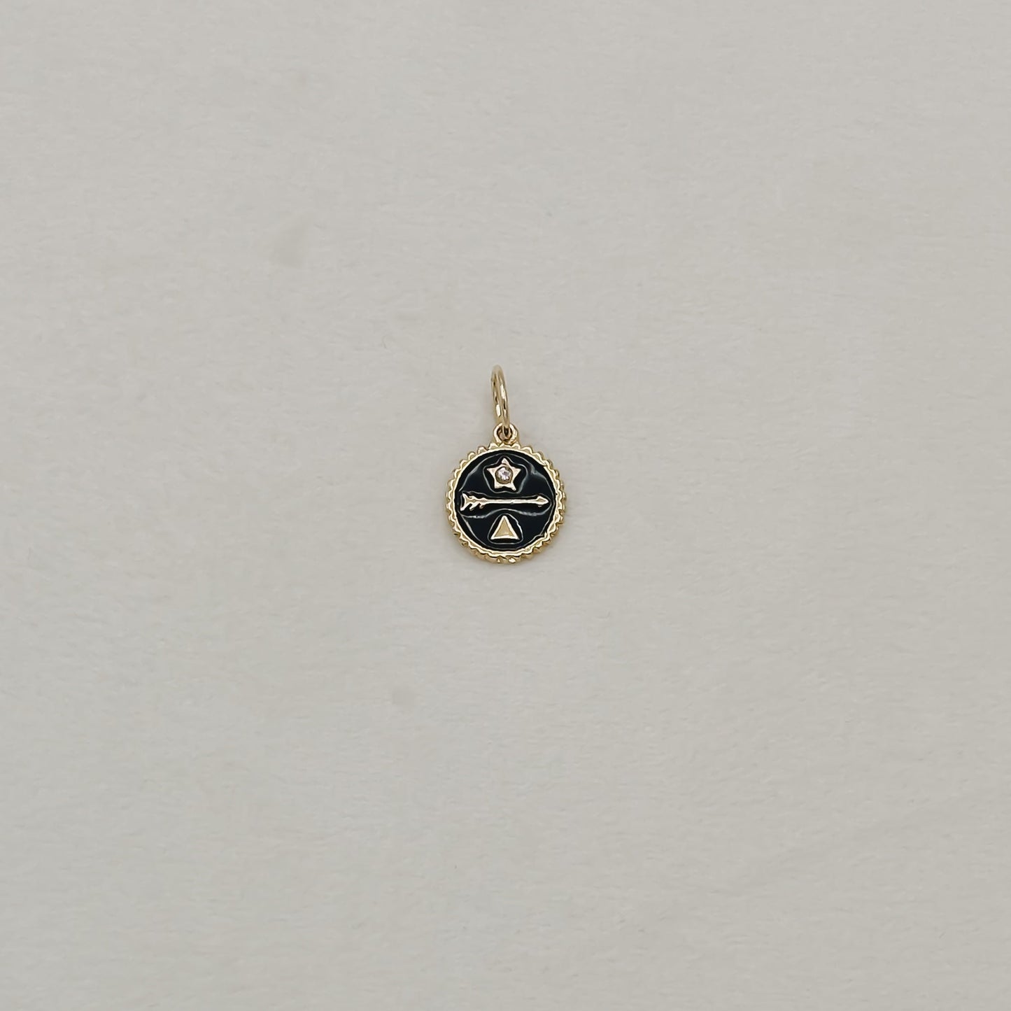 Black Compass Disc Charm