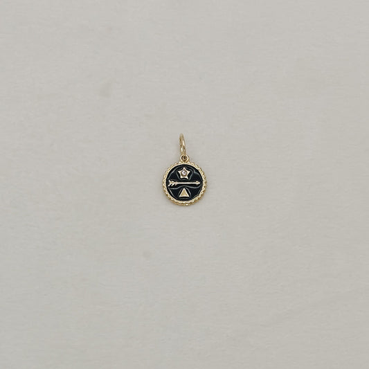 Black Compass Disc Charm