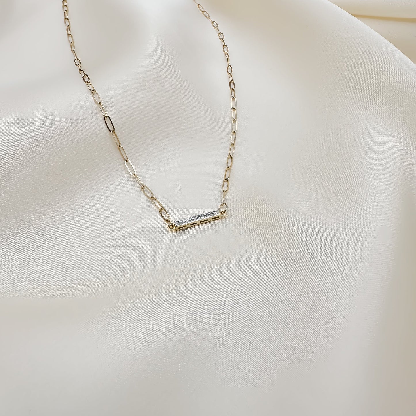 14k Diamond Bar Necklace