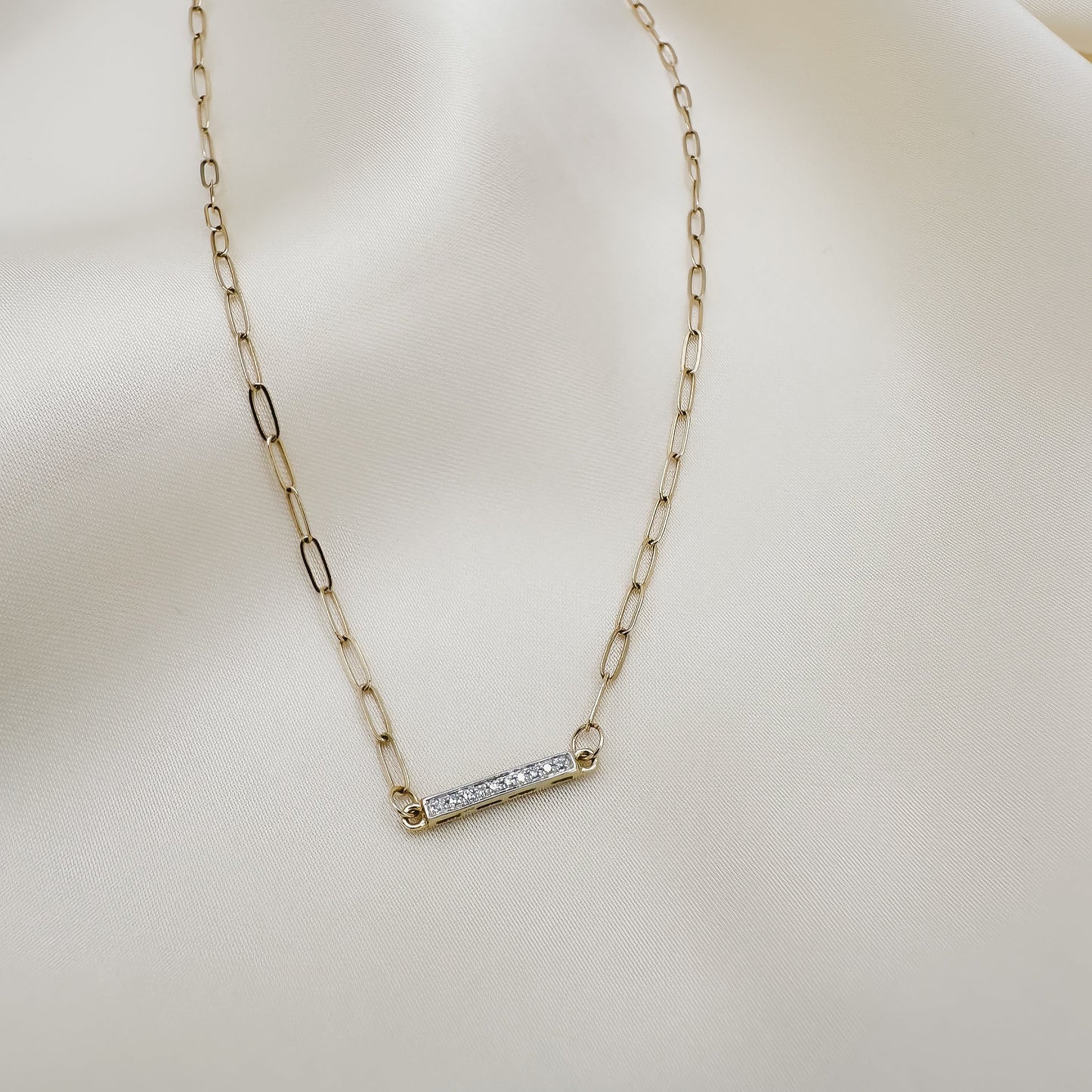 14k Diamond Bar Necklace