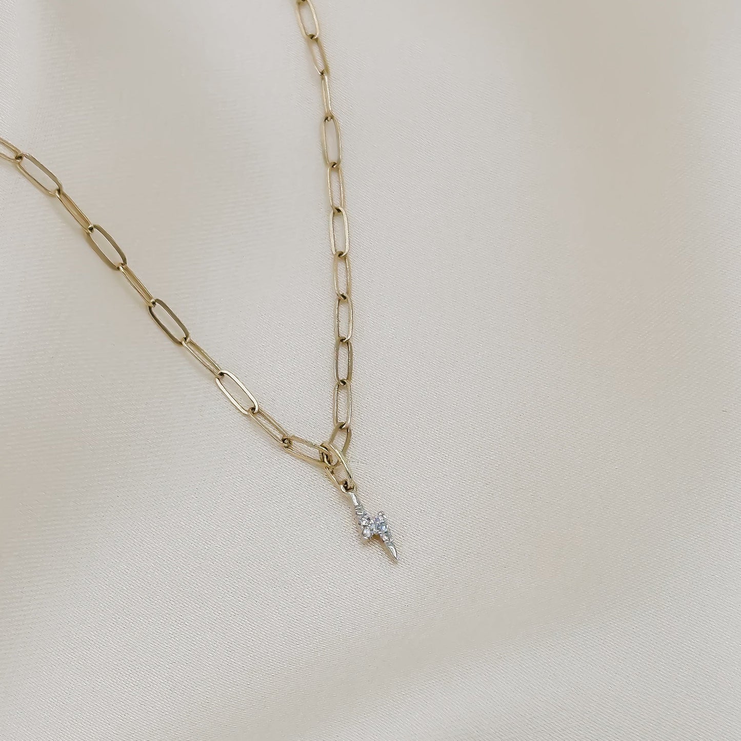 14k Diamond Bolt Necklace