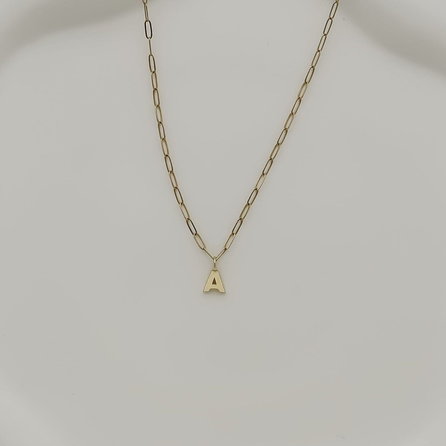 14k Paperclip Initial Necklace