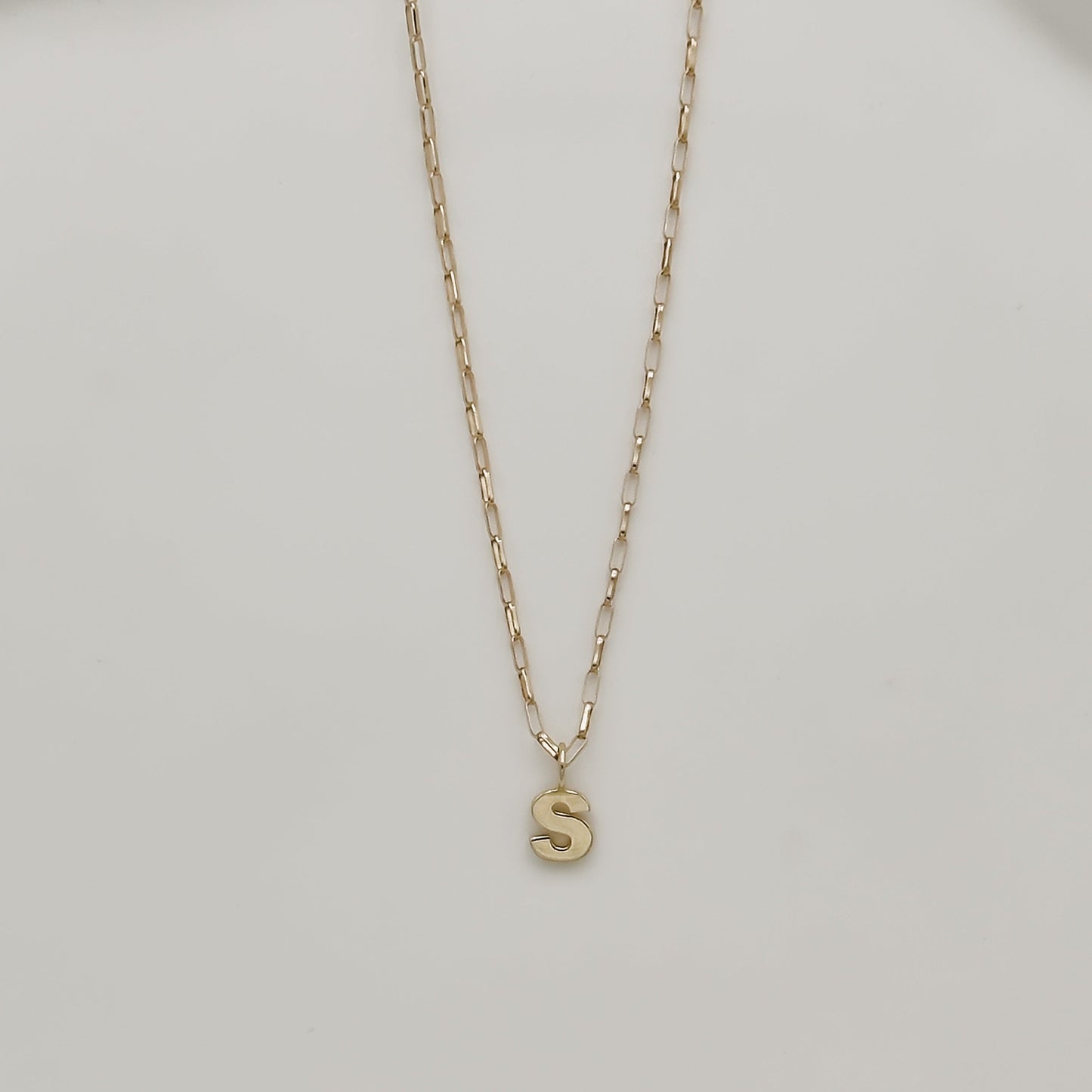 14k Dainty Link Initial Necklace