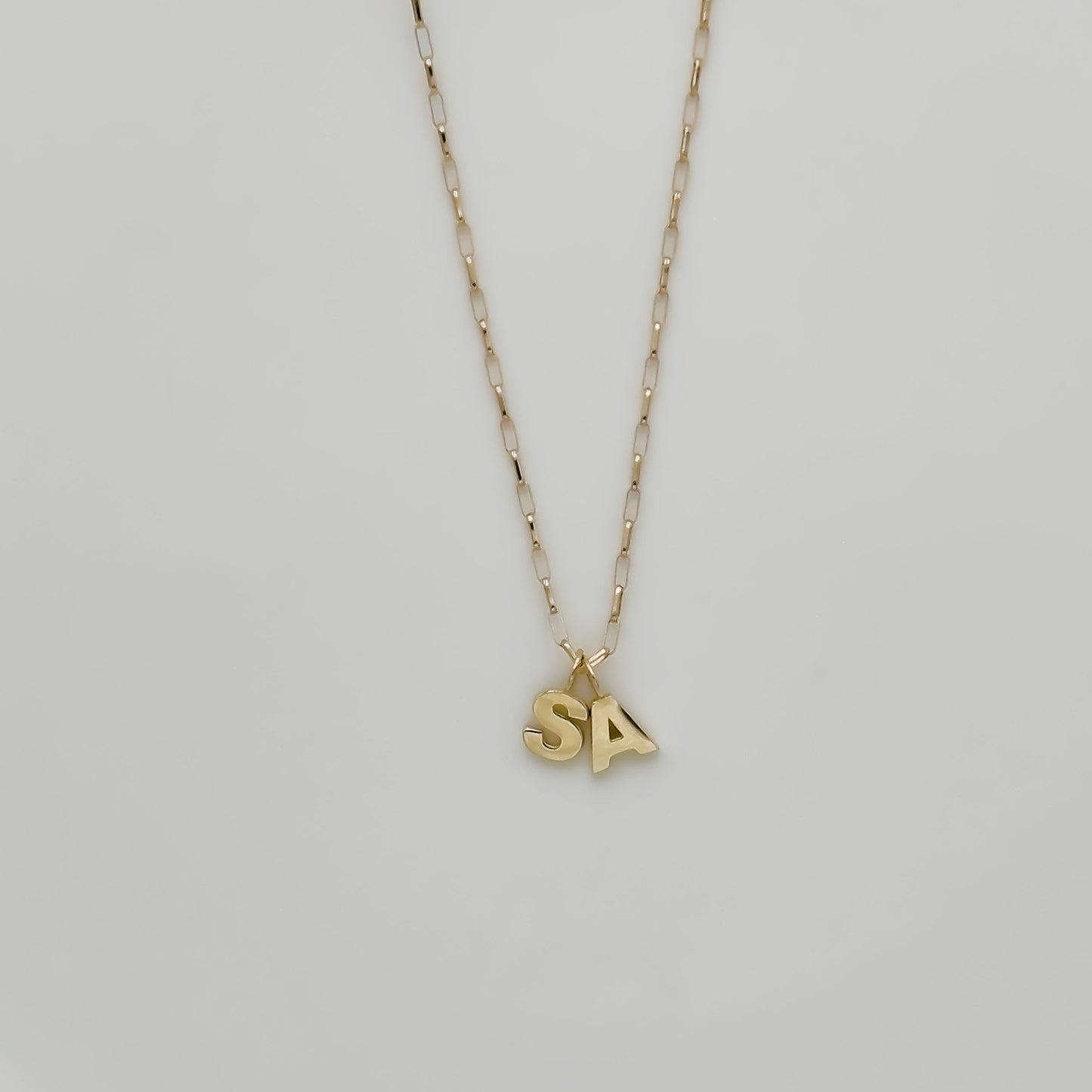 14k Dainty Link Initial Necklace