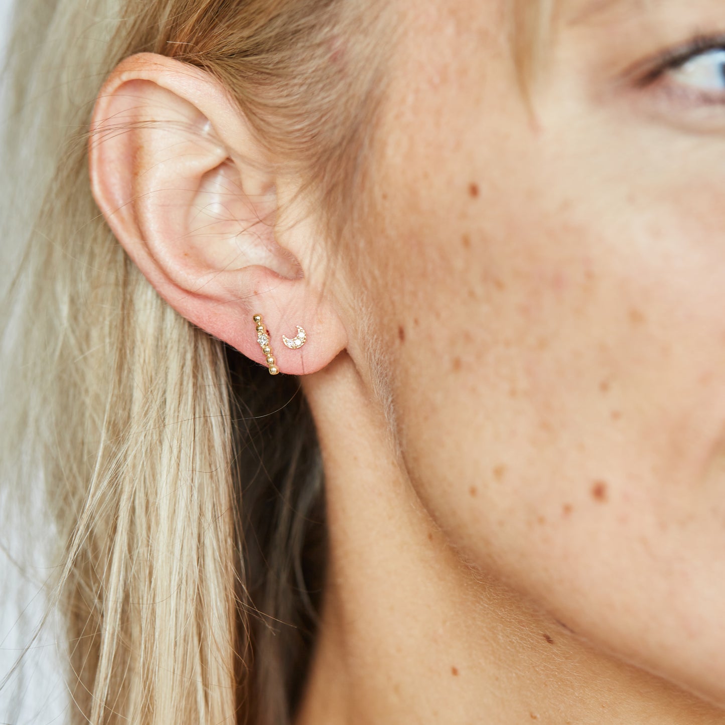 Celine Moon Stud Earrings