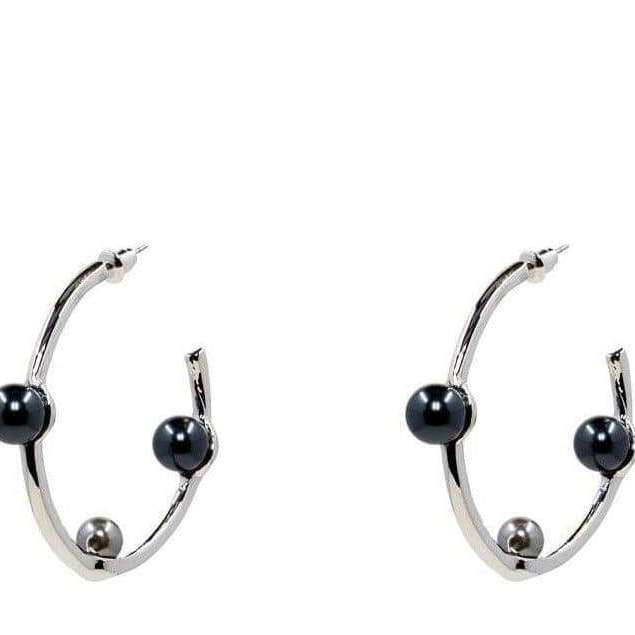 Jonesy Wood:Earrings:Bethany Earring:silver/black pearls