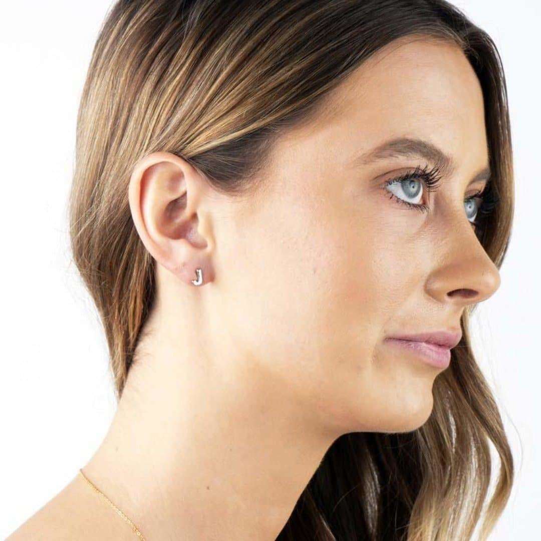 Jonesy Wood:Earrings:Initial Studs Silver