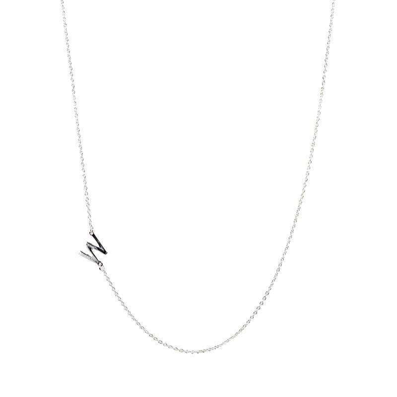 Stainless Steel) Sideways Initial Necklace in Rose Gold | Arva.co